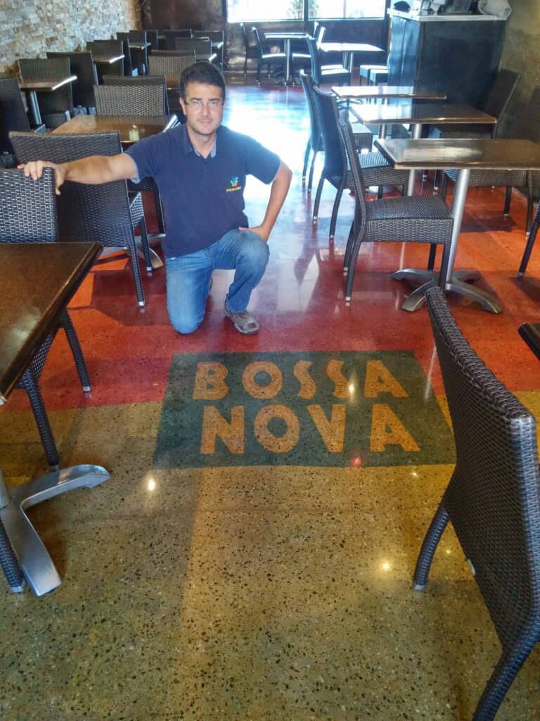 Polished concrete floor at restaurant inHollywood
