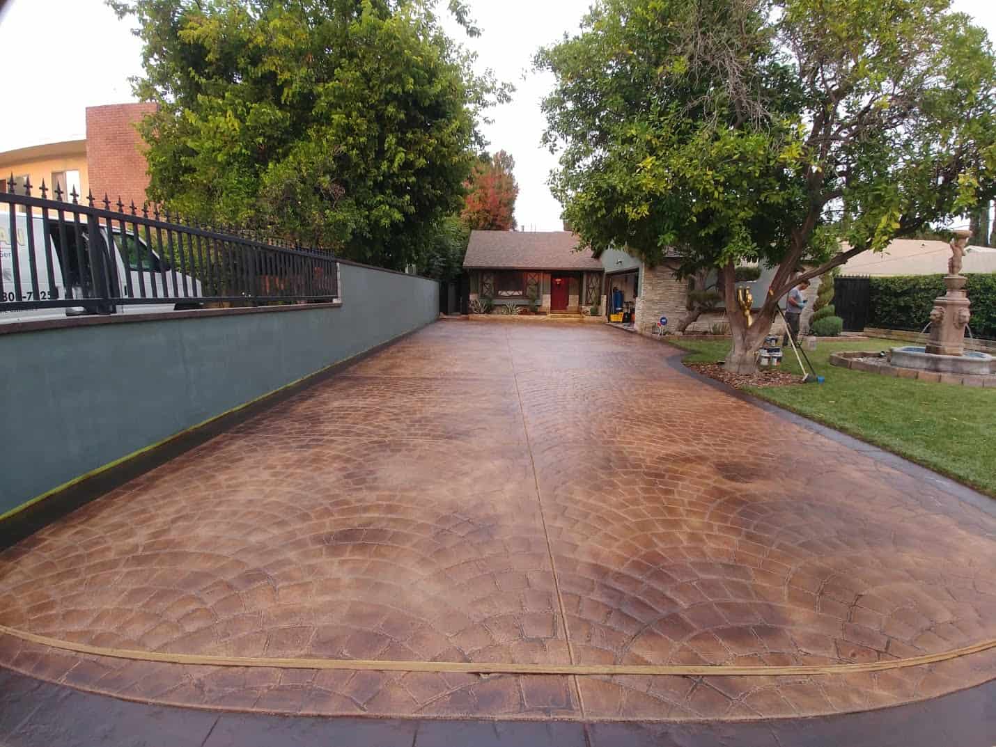 Color stained stamped concrete driveway, Valley Village (2 of 6)