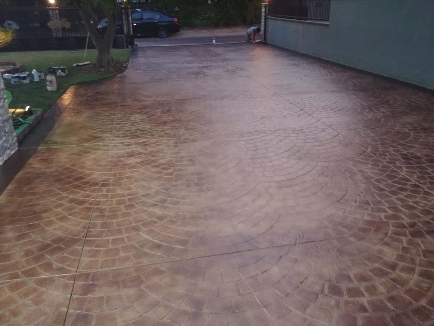 Color stained stamped concrete driveway, Valley Village (6 of 6)