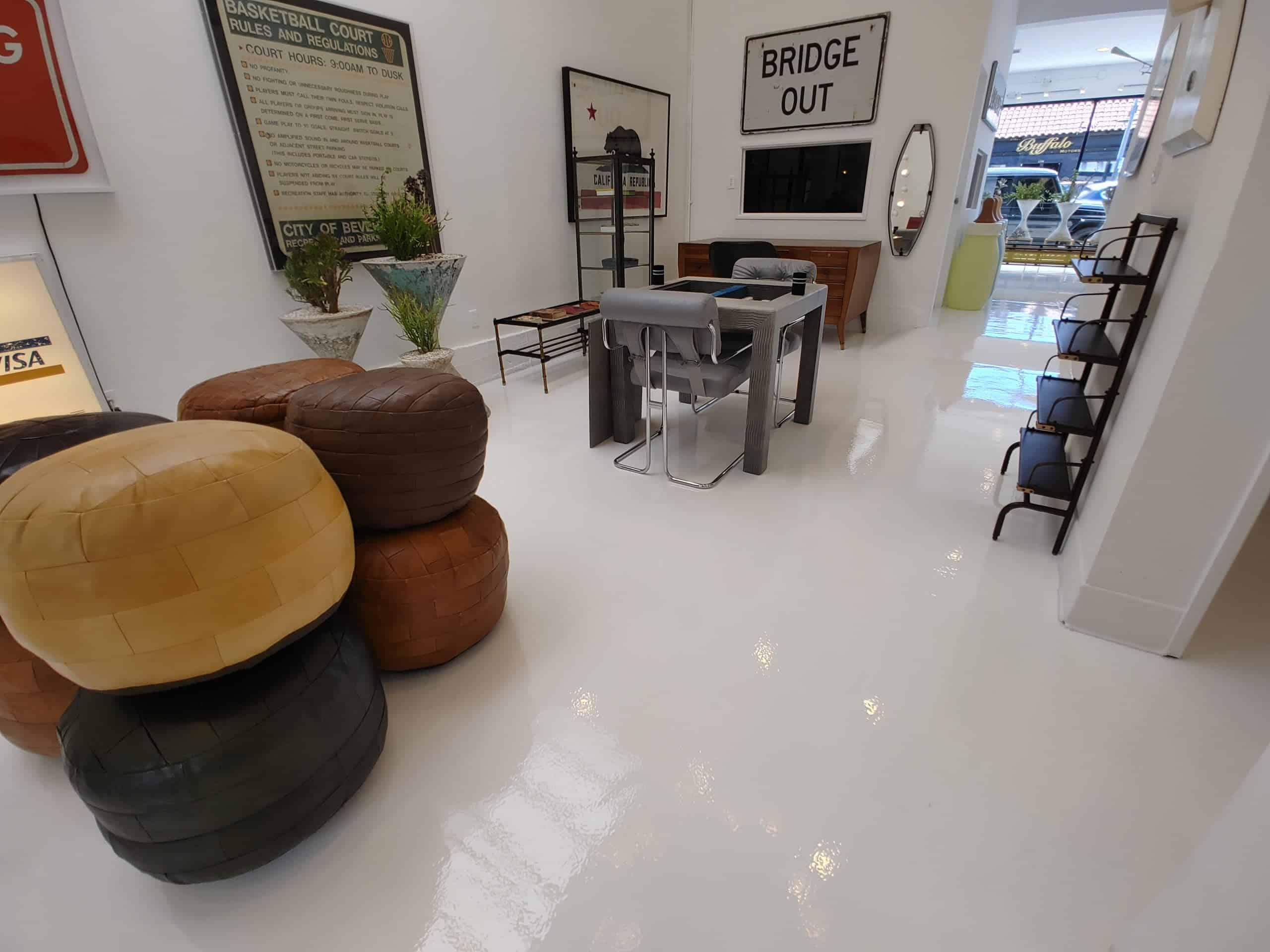 Epoxy coated retail floor, antique furniture store, Los Angeles (13 of 16)