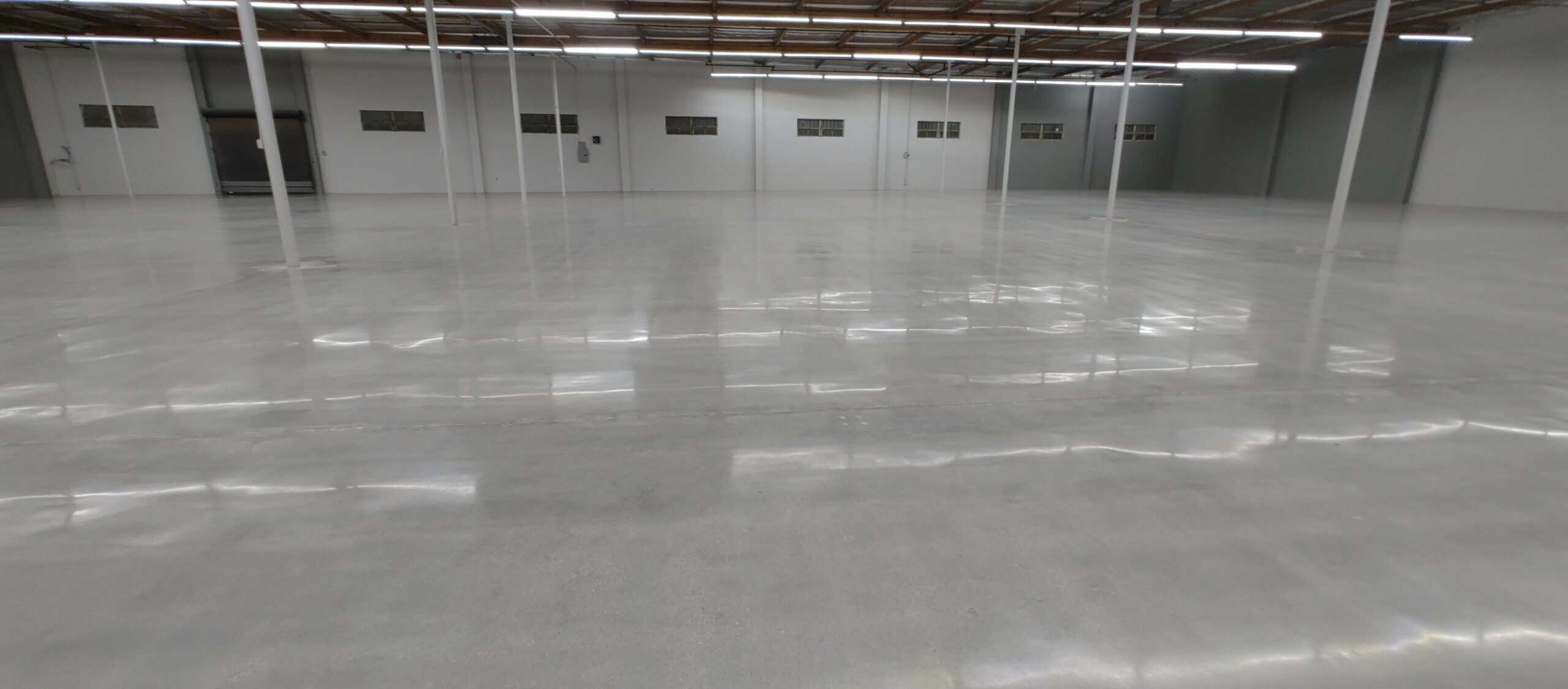 Finished polished concrete floor in a commercial space