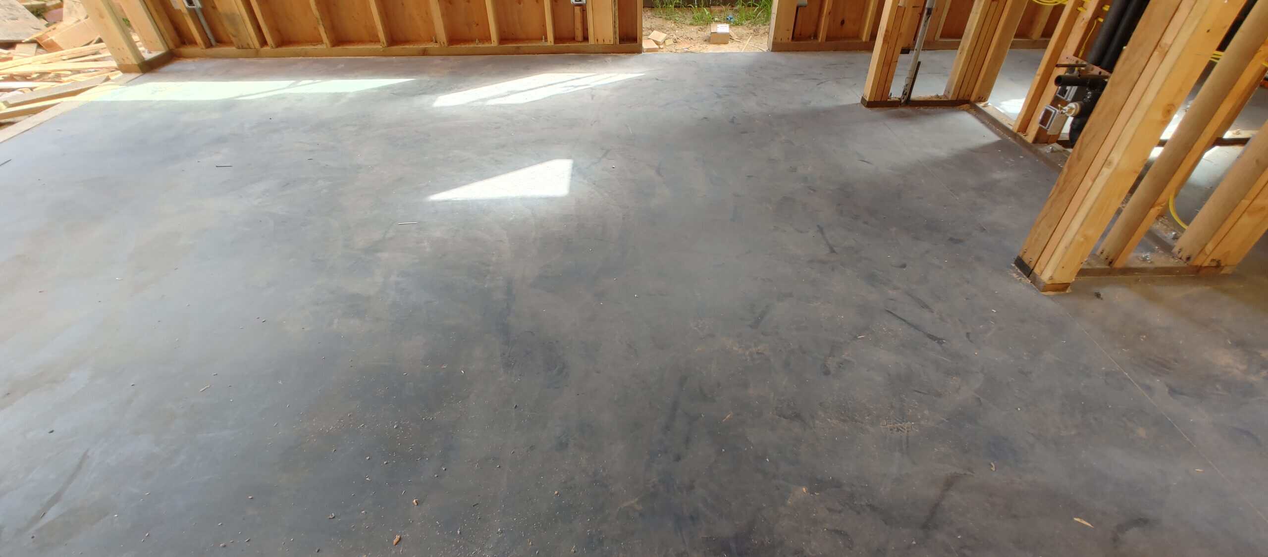 Residential concrete slab before polishing