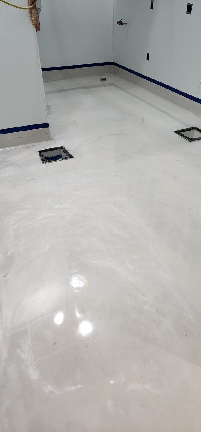 Dark charcoal metallic epoxy through the service side
