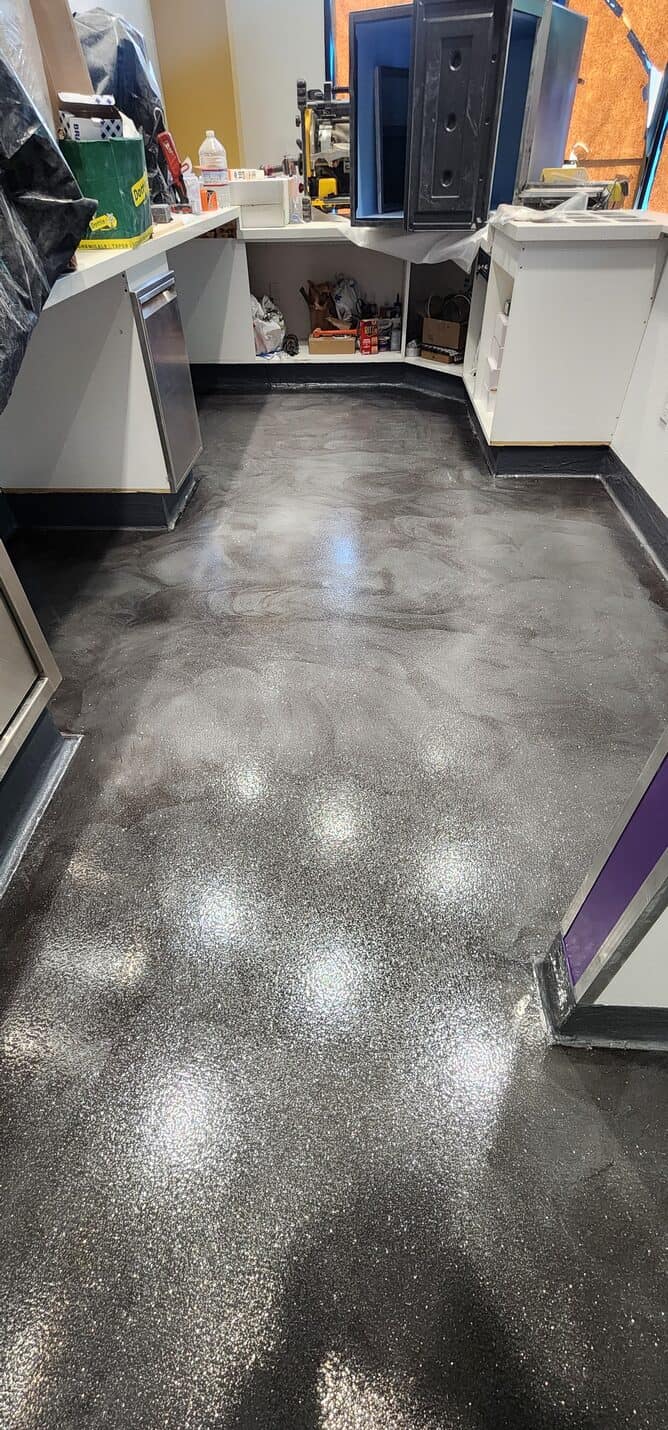 Acai shop slab in Torrance during fit out, before coating