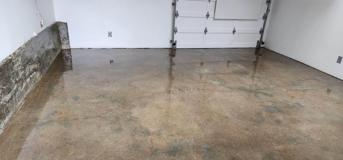 Clear coated concrete floor showing the natural colour of the slab