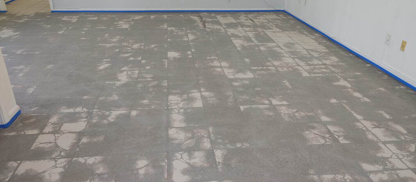 Remaining tile in one of the office rooms before removal
