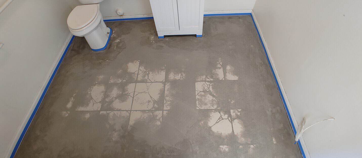 Grey pewter metallic epoxy floor in the finished office