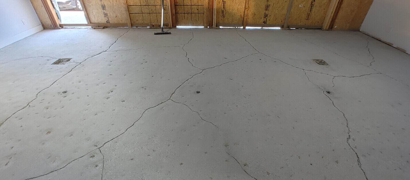 Cracking across the slab once the old floor came up