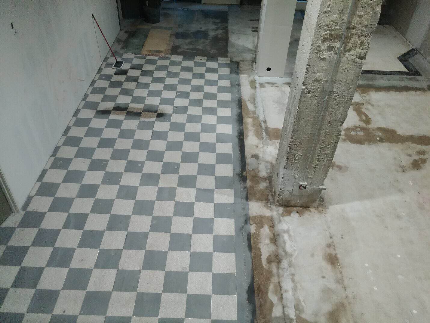 Patched slab brought up to the level of the original floor