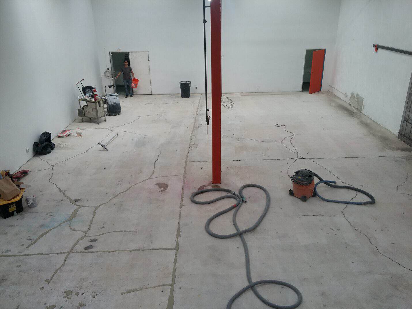 Clear matte epoxy floor in the finished Downtown creative studio
