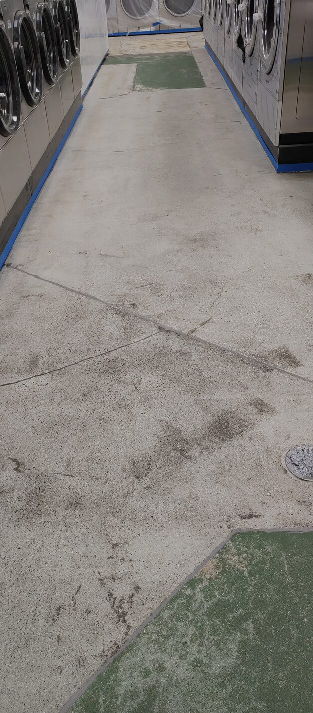 Slab prepared between the rows of machines
