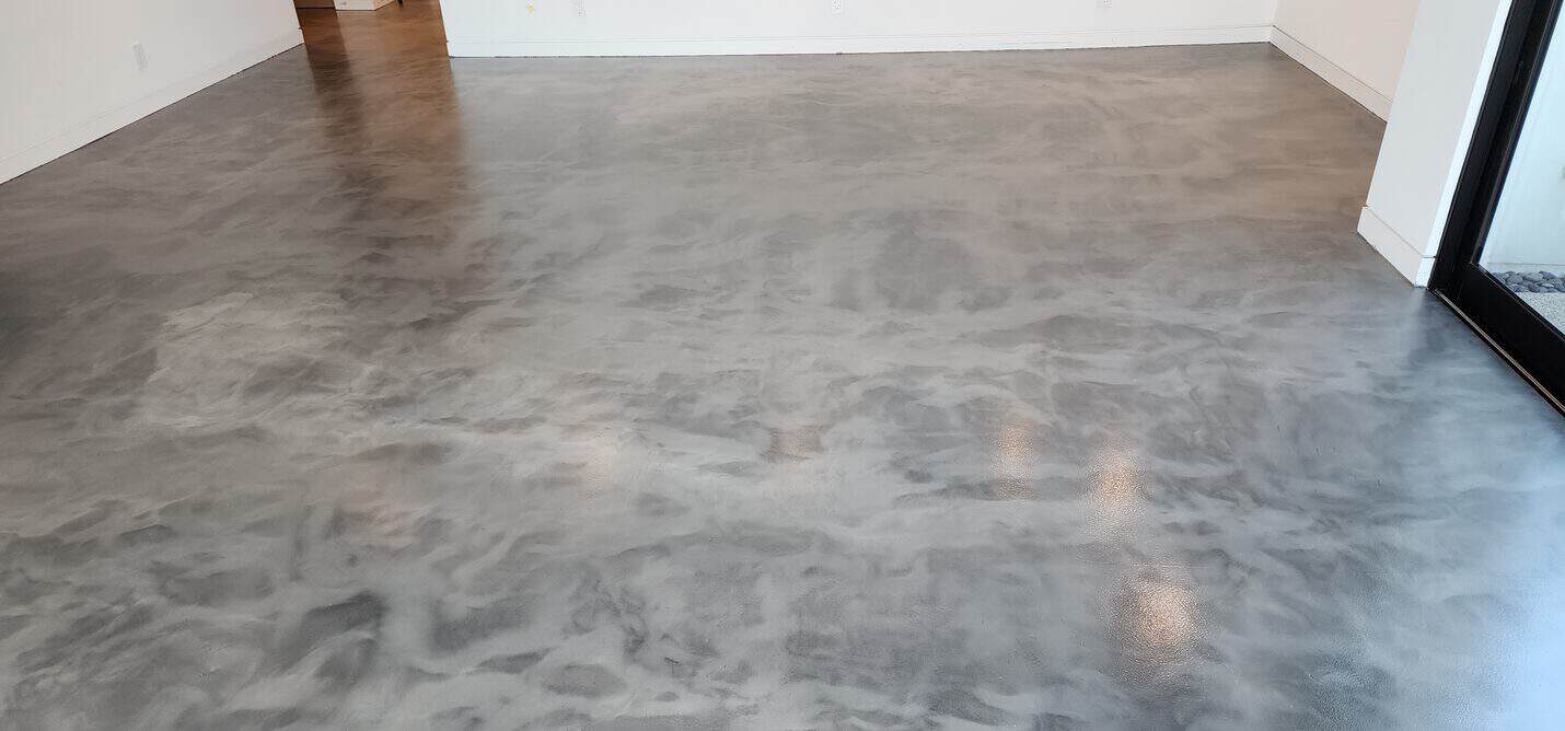 Metallic living room floor under natural daylight