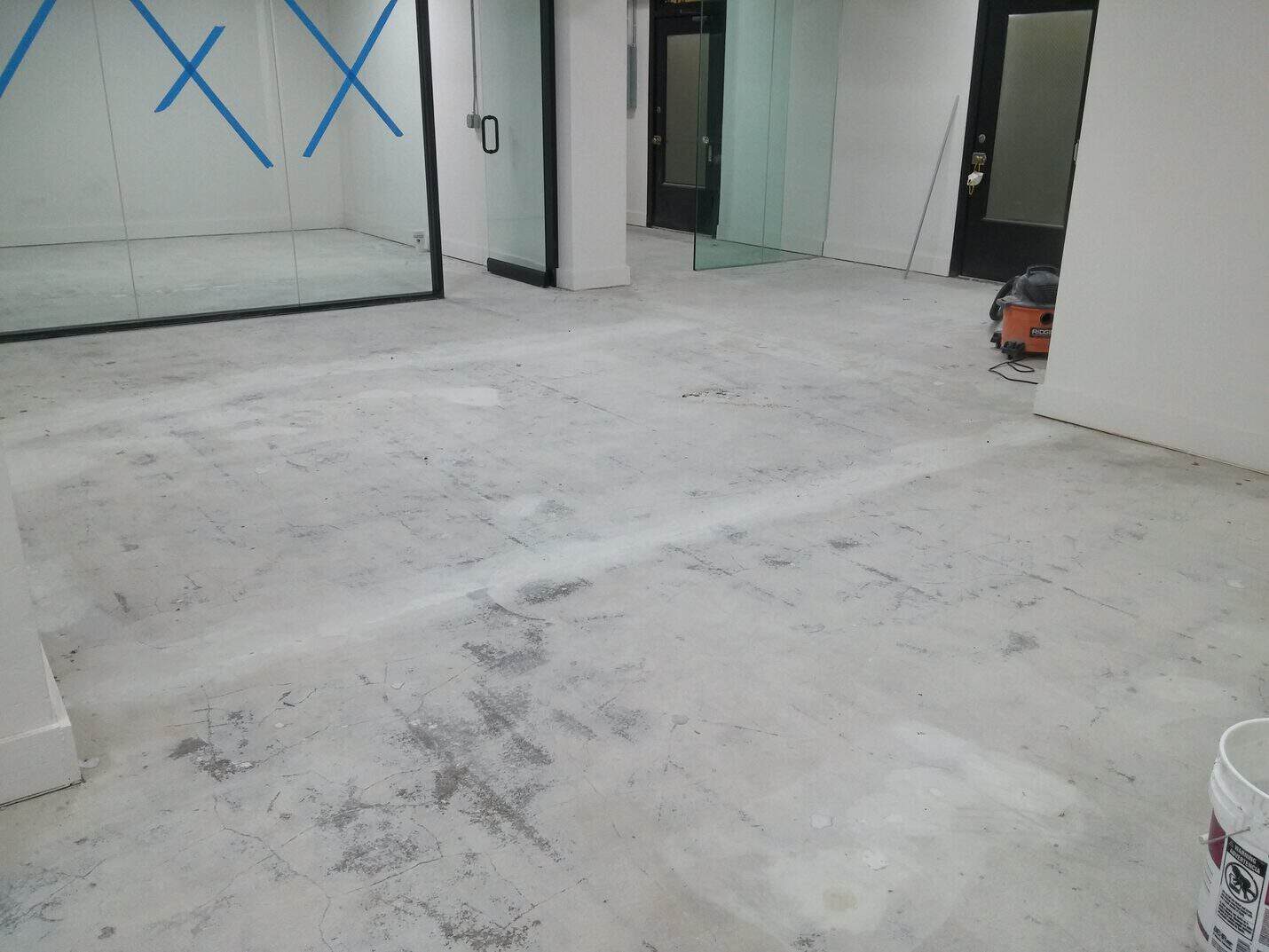 Grinding the slab around the glass offices