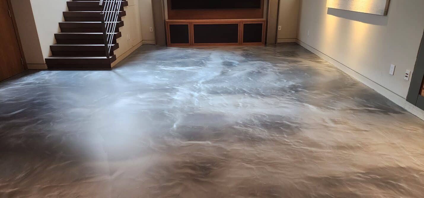 Matte metallic living room floor