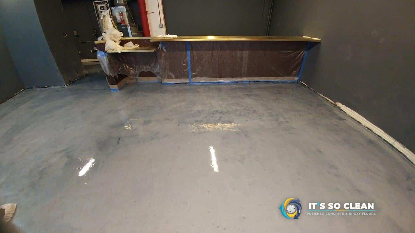 Metallic epoxy floor in a Downtown Los Angeles restaurant