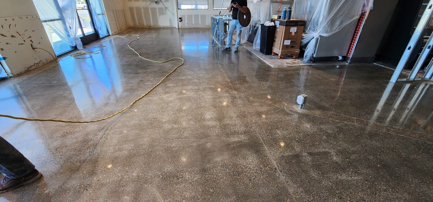 Polished concrete dining floor, 85 Bakery Cypress (4 of 8)