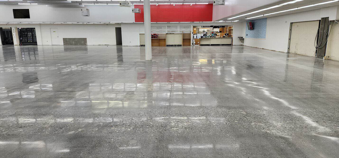Polished concrete sales floor toward the rear of the store, CVS Pacific Palisades (7 of 10)