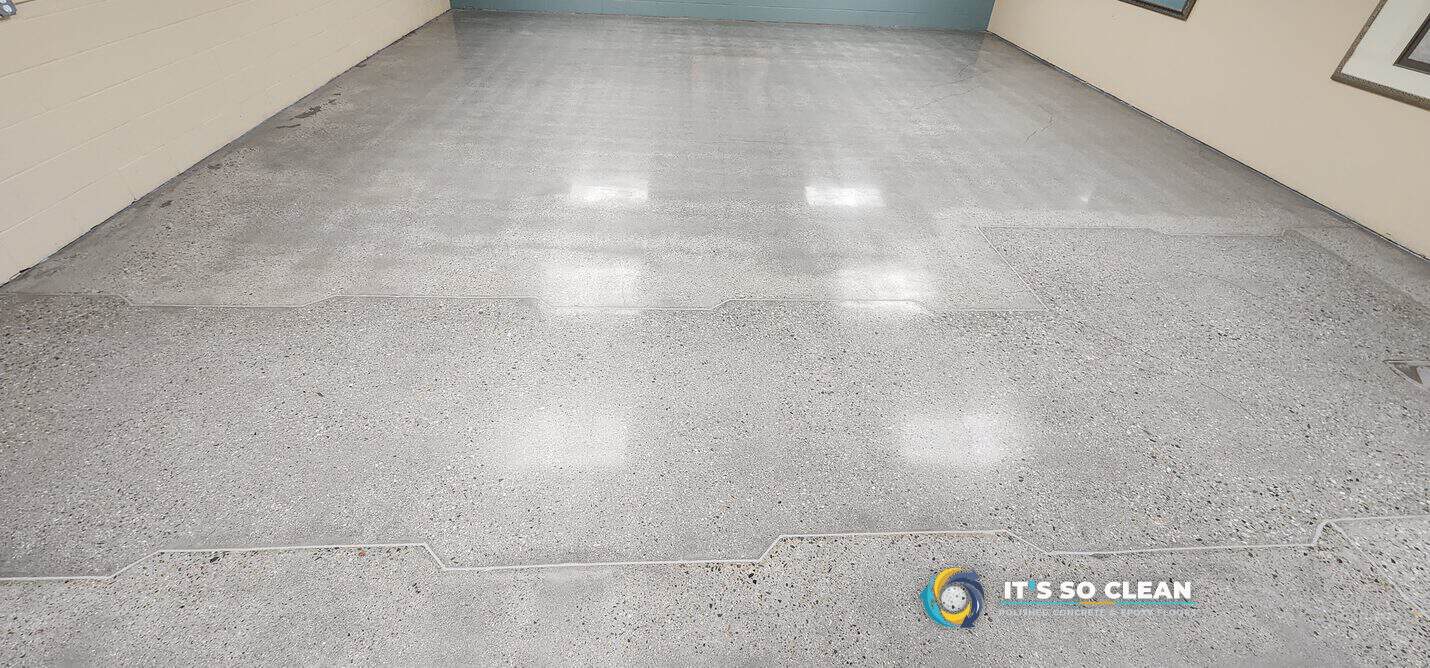 Polished concrete office floor at the Long Beach Convention Center