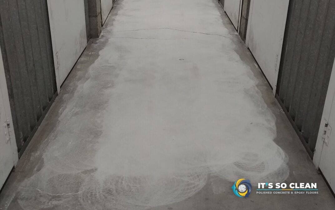 Polished concrete floor at a Public Storage facility in the San Francisco area