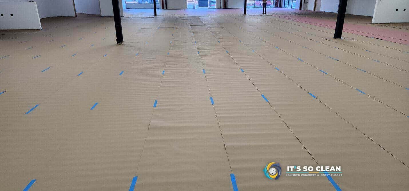 Polished concrete showroom floor at Teak Warehouse in San Diego