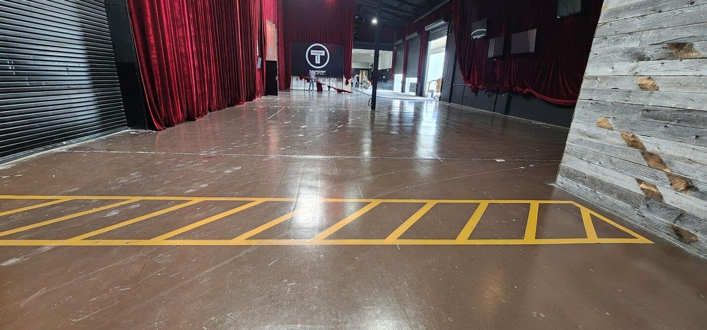 Coated lobby floor before removal, Thunder Studios Long Beach (2 of 9)