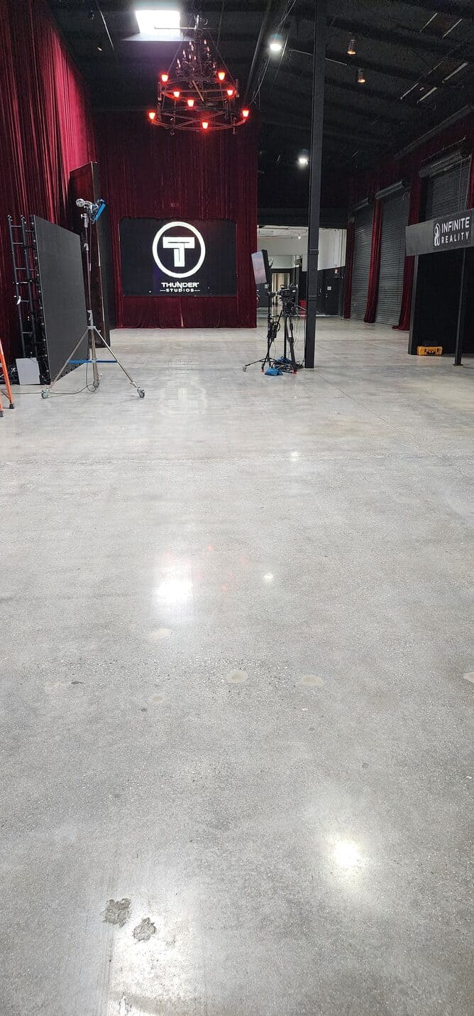 Polished lobby floor under the stage lighting, Thunder Studios Long Beach (7 of 9)