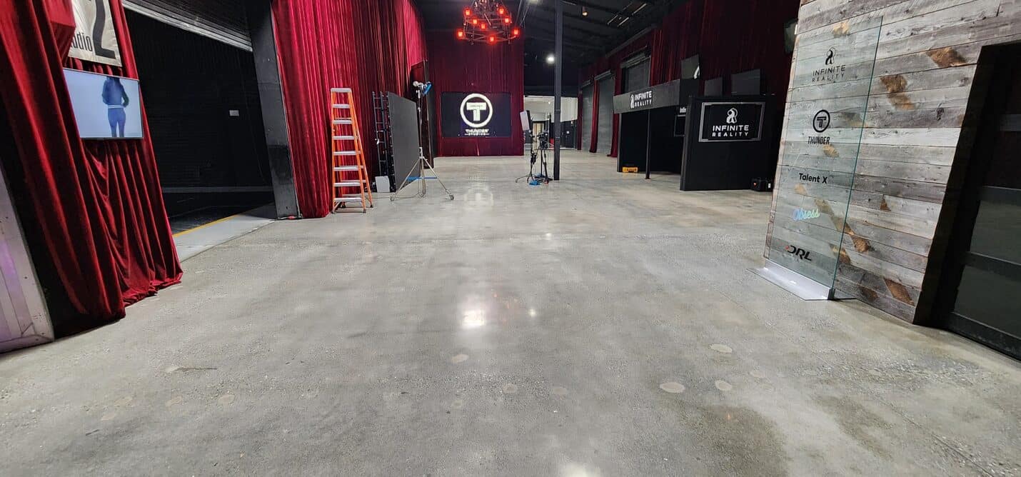 Finished polished concrete across the lobby, Thunder Studios Long Beach (8 of 9)