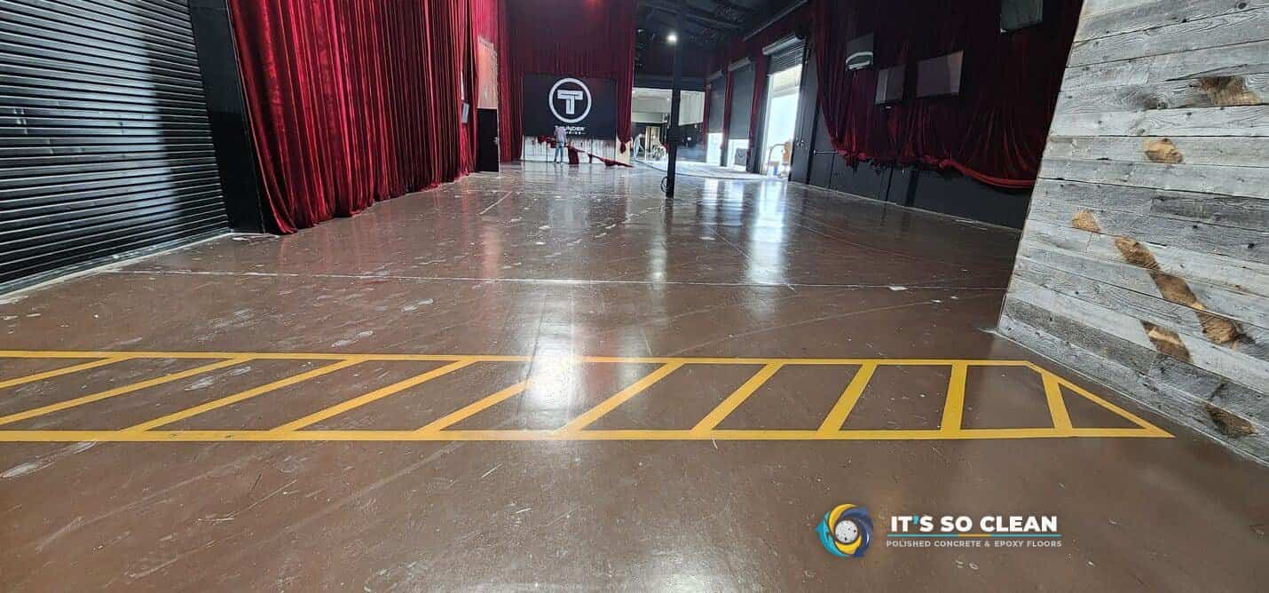 Polished concrete lobby floor at Thunder Studios, Long Beach