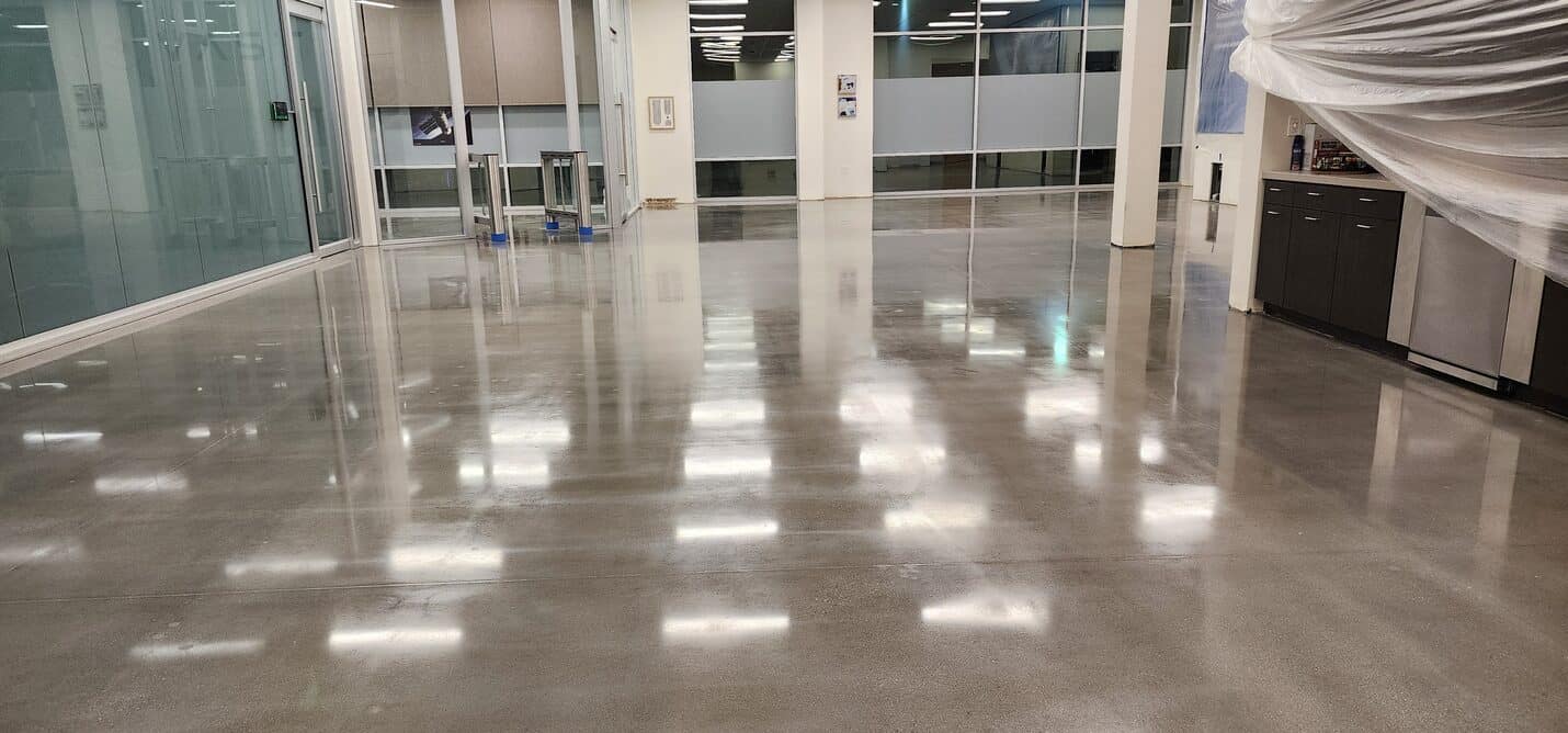 Completed polished concrete across the office area, VAST Aerospace Long Beach (10 of 10)