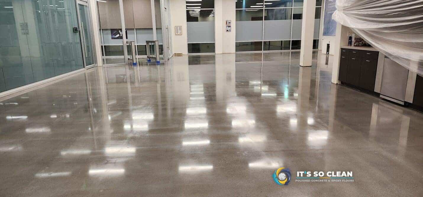 Polished concrete floor at the VAST Aerospace facility in Long Beach
